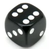 Dé noir en plastique 12 mm de 1 à 6 pour jeu de société