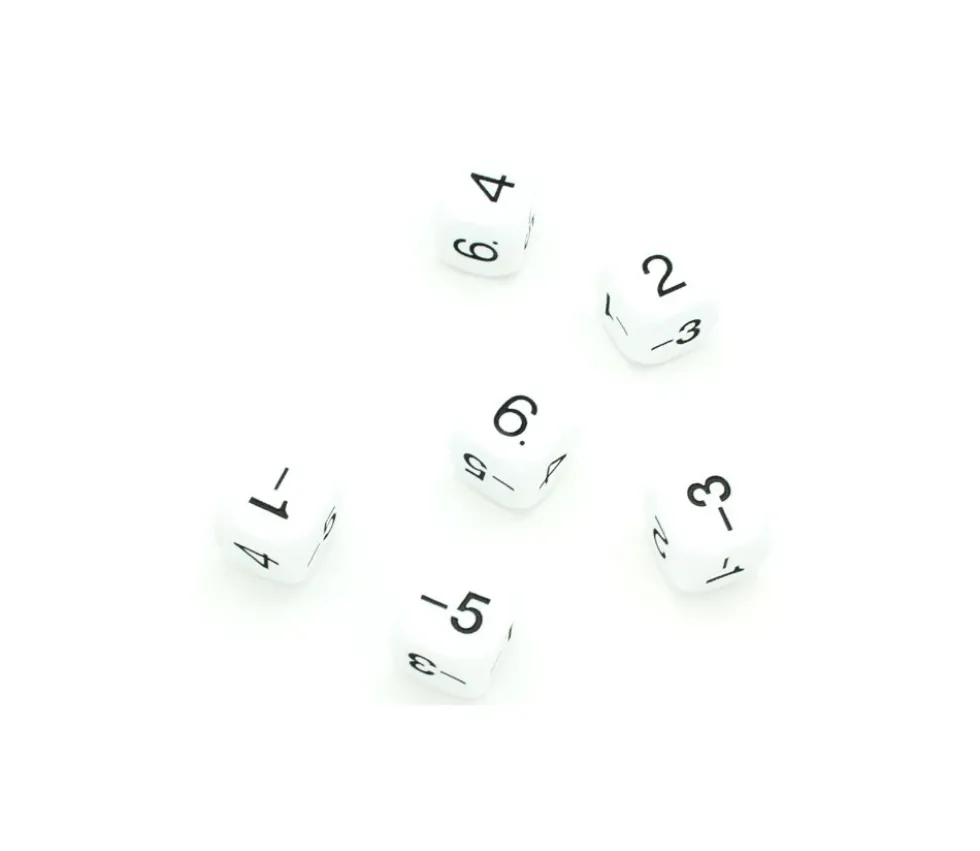 Dé -1 -3 -5 2 4 6 pair positif et impair négatif en 22 mm