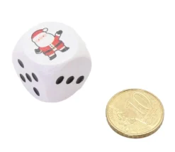 Dé père noel spécial fête 2 cm en bois