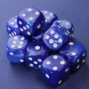 50 Dés bleus perlés nacrés 16 mm avec points 1 à 6