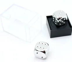 2 dés couleur argent 16 mm