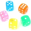 5 Dés de jeux Yams translucides multicolores 16 mm