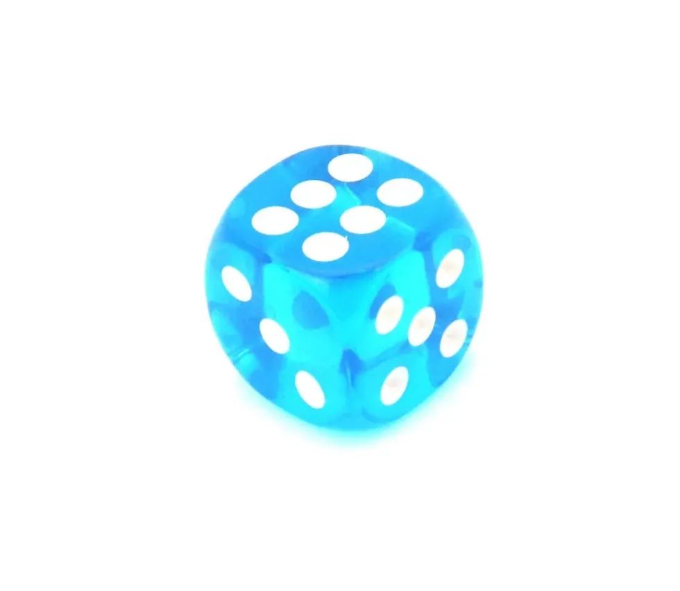 5 Dés de jeux Yams translucides multicolores 16 mm