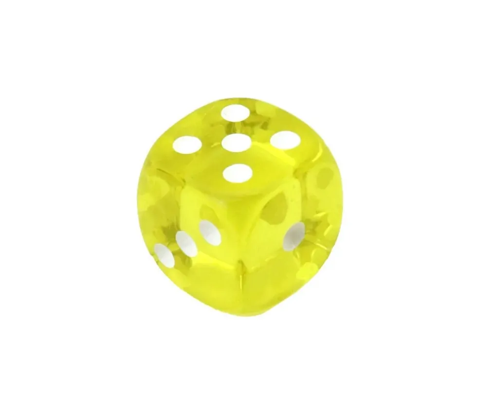 5 Dés de jeux Yams translucides multicolores 16 mm
