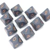 10 dés 10 faces opaques gris et or de 0 à 9 - Chessex