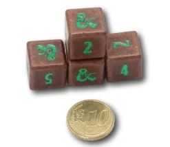 4 Dés métal Donjons & Dragons D6 chiffres verts