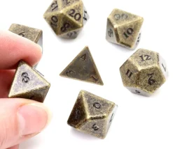 7 Dés métal multifaces BRONZE