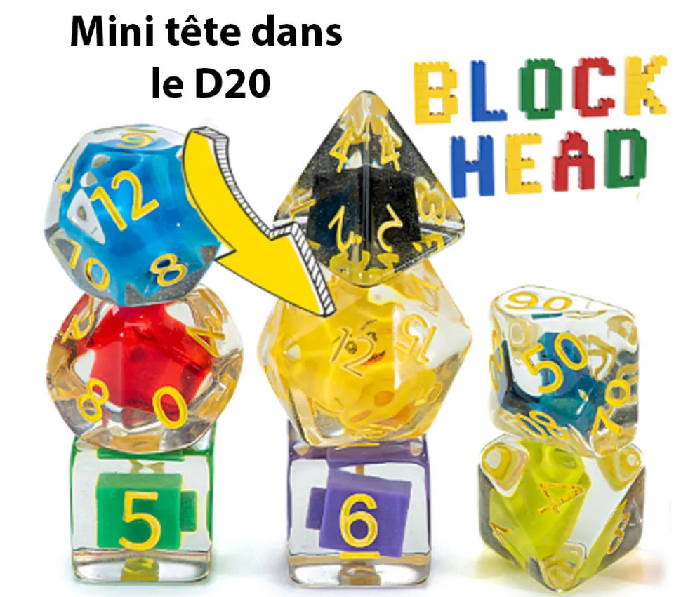 7 dés multifaces bloc de construction