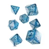 7 dés multifaces Call of Cthulhu Abyssal- bleu et blanc