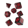 7 dés multifaces effet dragon noir avec gravage rouge