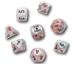8 dés multi-faces nacrés bleu rose Lab Dice 6 chessex