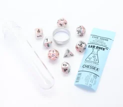 8 dés multi-faces nacrés bleu rose Lab Dice 6 chessex