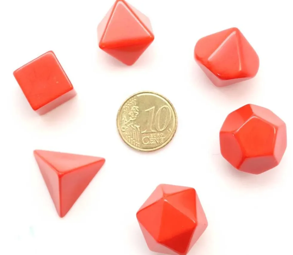 6 dés multifaces neutres rouge, noir ou beige