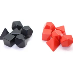 6 dés multifaces neutres rouge, noir ou beige
