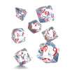 7 dés multi-faces translucides bleu/rouge RPG - QWorkshop