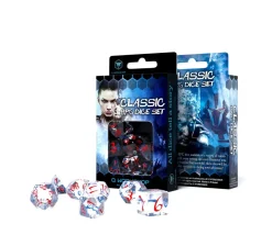 7 dés multi-faces translucides bleu/rouge RPG - QWorkshop