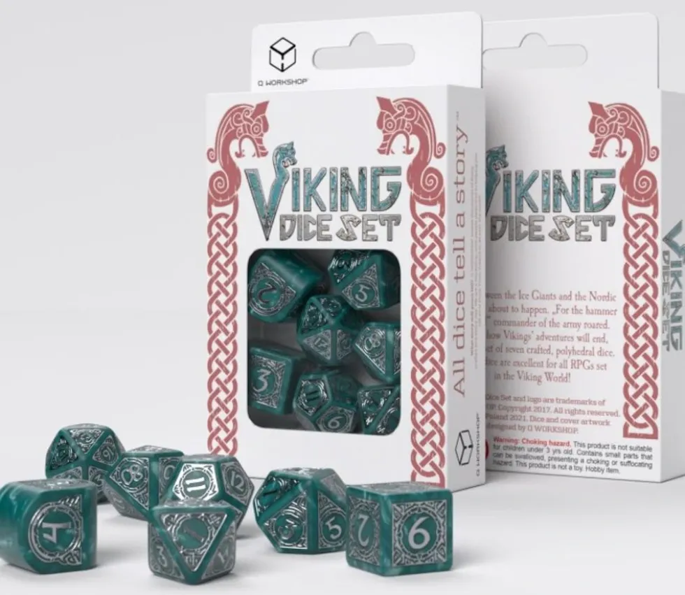 7 dés multi-faces Viking Modern : Mjolnir - QWorkshop