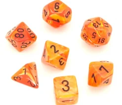 7 dés multifaces Vortex ORANGE