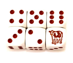 Dé spécial vache marron 23456 taille 16 mm