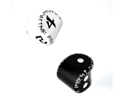 2 dés Runic D2 et D4 runiques blanc et noir