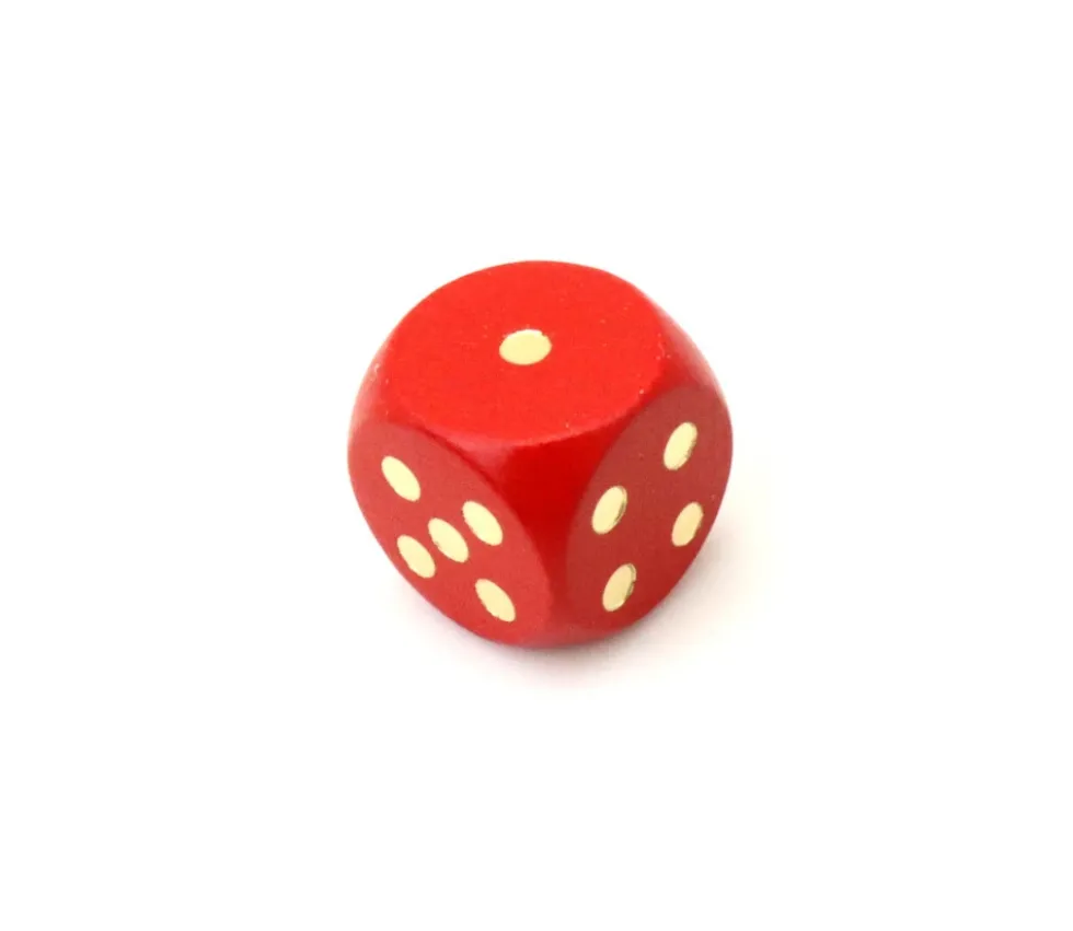 5 Dés yams en bois 16 mm points 1 à 6 pour jeu de société