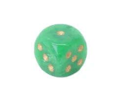 Dé vortex Vert 16 mm points dorés