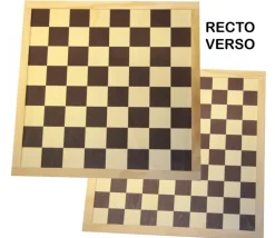 Echiquier / damier en bois sérigraphie marron plateau 40 cm cases de 45 mm