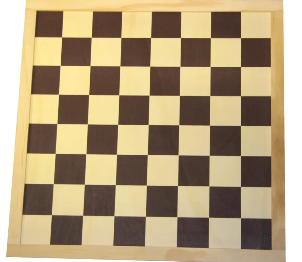 Echiquier / damier en bois sérigraphie marron plateau 40 cm cases de 45 mm