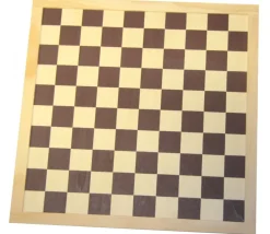 Echiquier / damier en bois sérigraphie marron plateau 40 cm cases de 45 mm