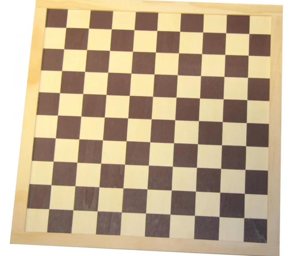 Echiquier / damier en bois sérigraphie marron plateau 40 cm cases de 45 mm