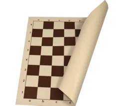 Echiquier tapis de jeu enroulable 50x50 cm échec marron/blanc