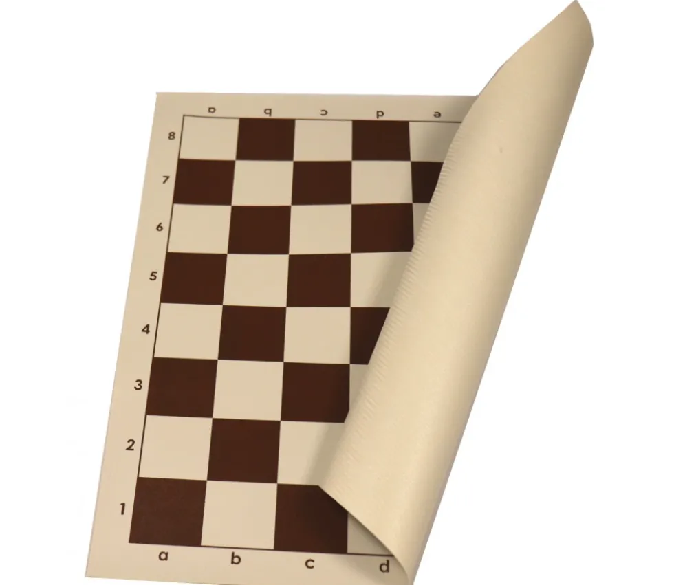 Echiquier tapis de jeu enroulable 50x50 cm échec marron/blanc