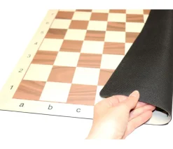 Echiquier tapis jeu enroulable 51x51 cm échec décor marron/blanc