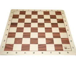 Echiquier tapis jeu enroulable 51x51 cm échec décor marron/blanc
