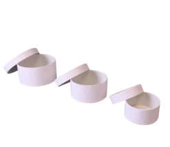 2e choix - 3 Boites gigognes rondes carton blanc - Ø 8-10-12 cm avec défauts