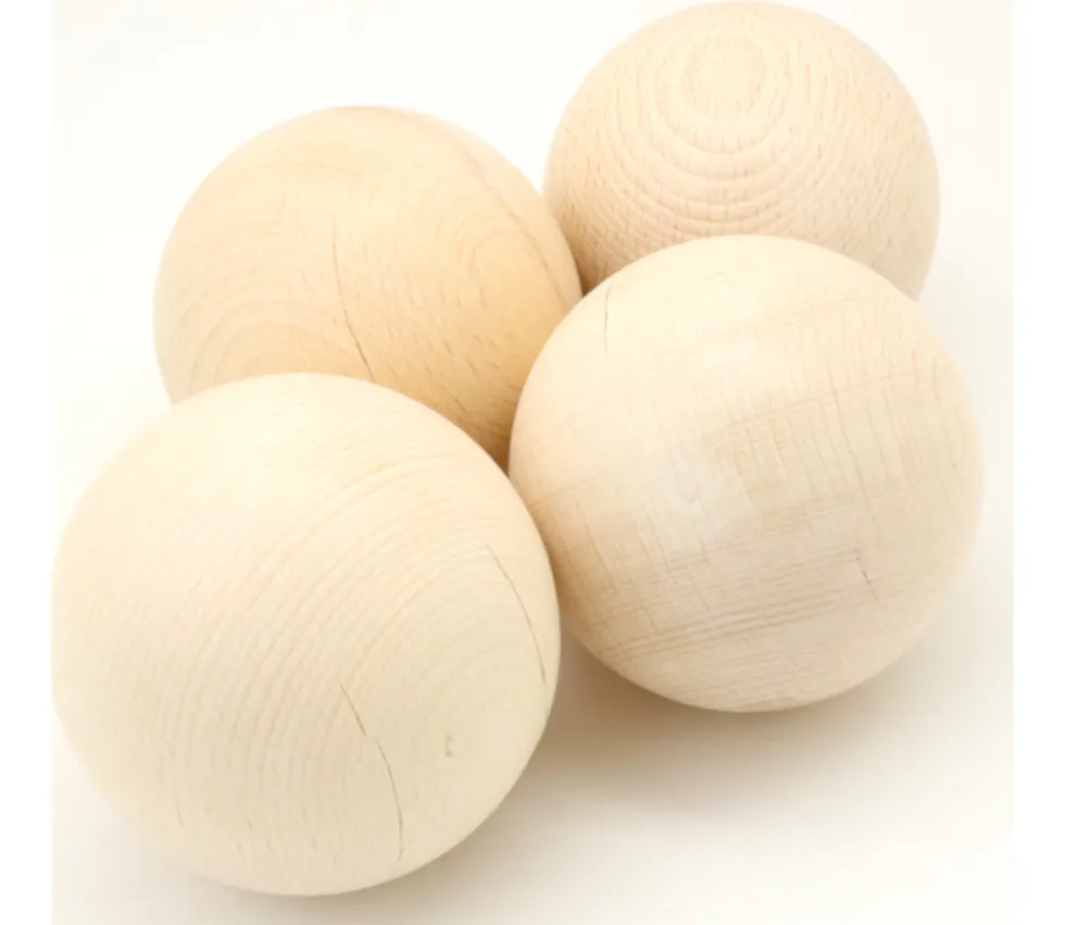 2EME CHOIX : Lot de 4 boules en bois de 8 cm avec défauts