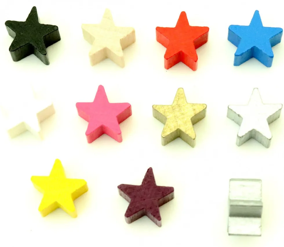 Etoile 15x15x8 mm jetons pions en bois 5 pointes