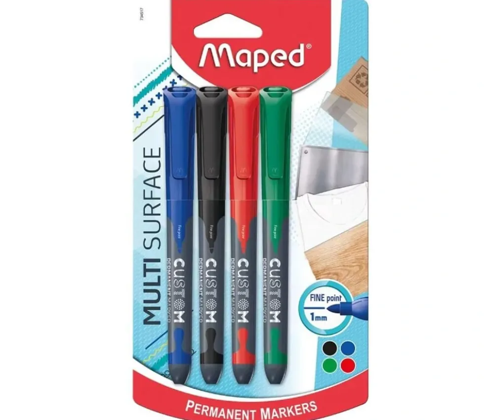 4 Feutres marqueurs CUSTOM pour personnalisation bois, plastique, carton