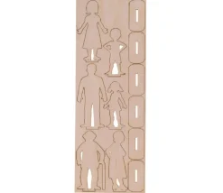 6 Figurines famille en bois naturel