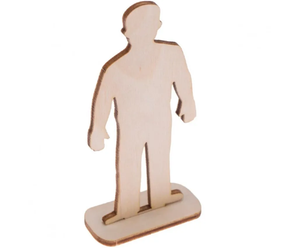 6 Figurines famille en bois naturel