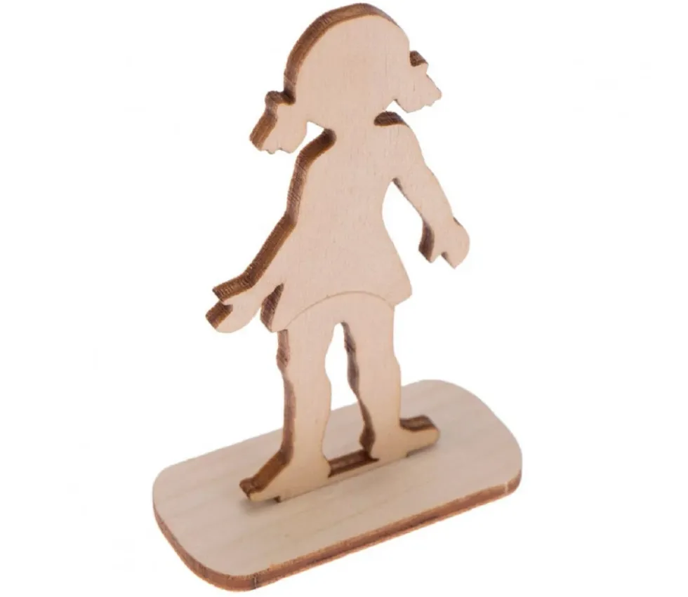6 Figurines famille en bois naturel