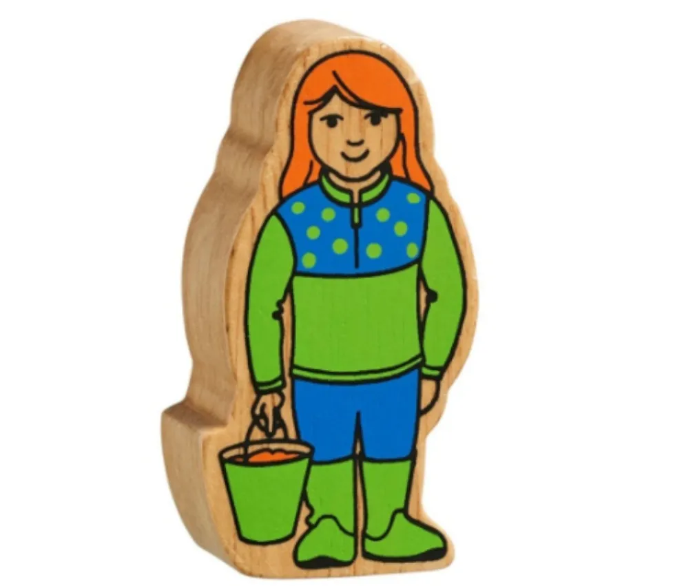 Fille de la ferme en bois 80 x 42 x 25 mm personnage jeu