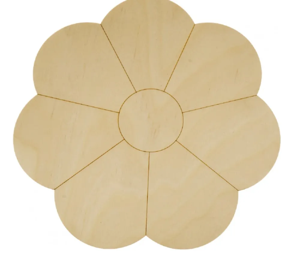 Fleur en bois naturel de 24.5 cm de diamètre