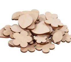 75 Formes fleurs et feuilles bois naturel