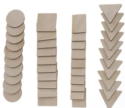 40 Formes géométriques bois naturel 3 cm