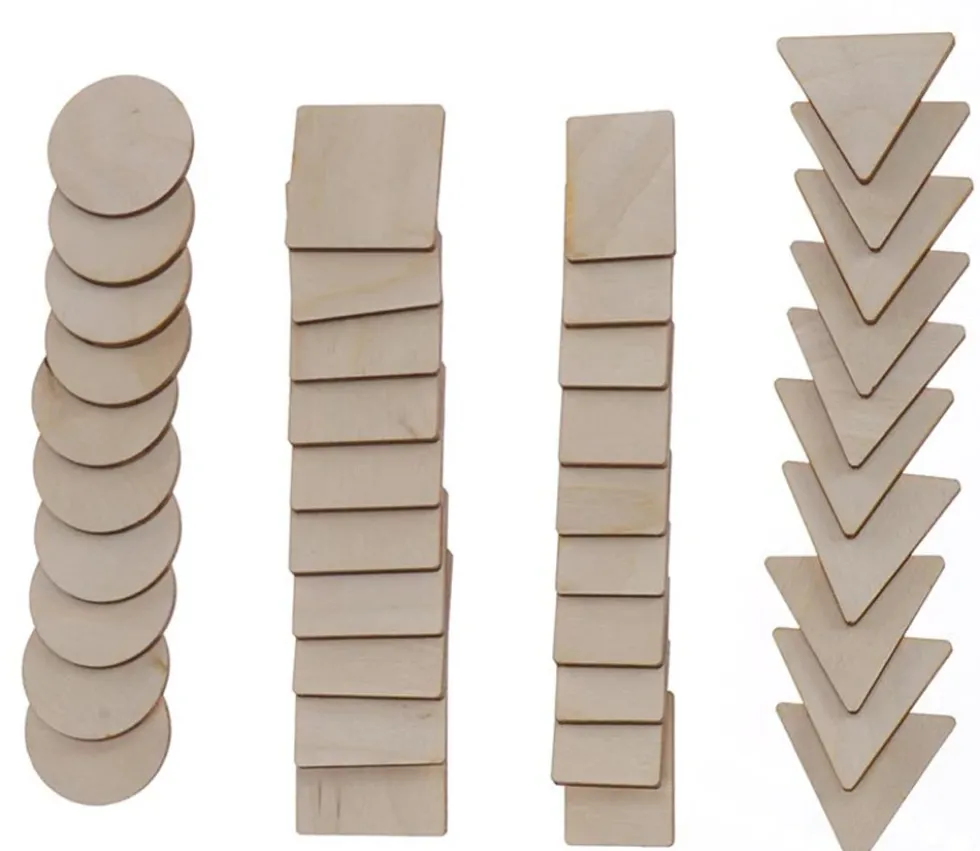 40 Formes géométriques bois naturel 3 cm