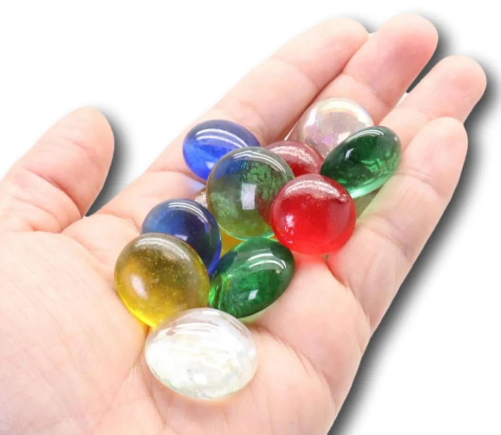 Galet coloré translucide 2 cm - bille plate pour jeu à l'unité