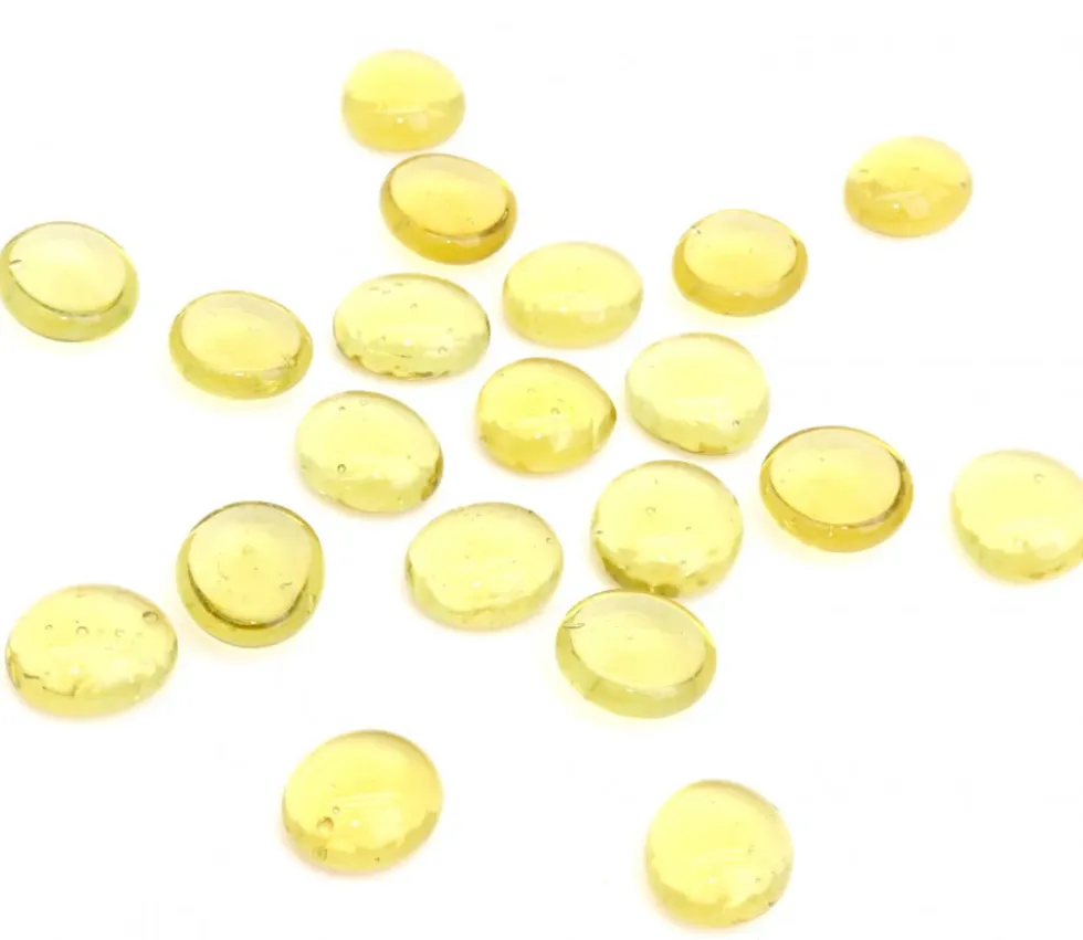 20 galets gems 15/22 mm jaune translucide - mini pierres plates