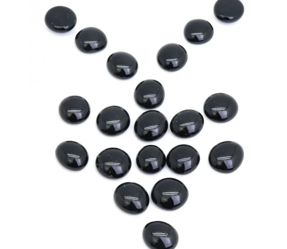 20 Galets gems 15/25 mm noir opaque - mini pierres plates