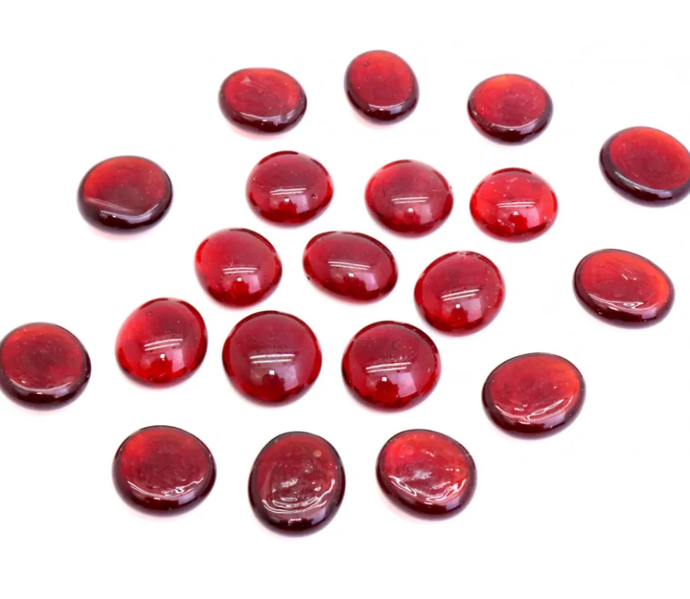 20 galets gems 15/18 mm rouge translucide - mini pierres plates